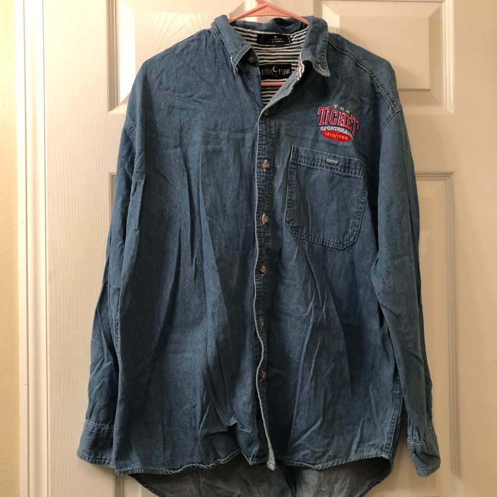 Men’s “The Ticket” sports radio denim shirt Dallas